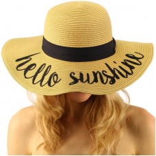 Hello Sunshine Wide Brim 4 Summer Derby Beach Pool Floppy Dress Sun Hat 799705295629 eb-85063094